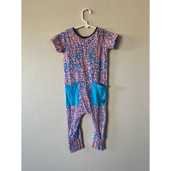 Rags 18-24m Blue/Pink Leopard Print Romper - Picture 1 of 2